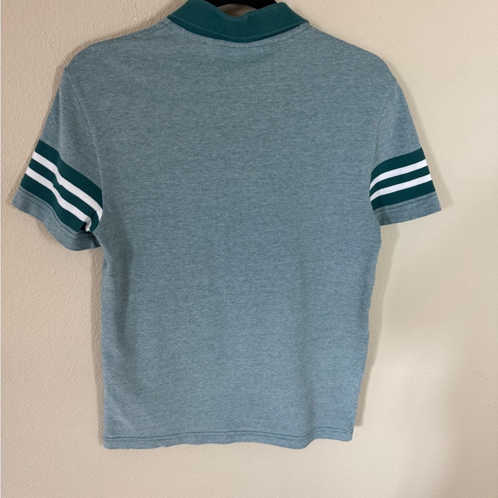 Lacoste Slim Fit Polo Shirt Green Striped Sleeve Size Small - Picture 2 of 6